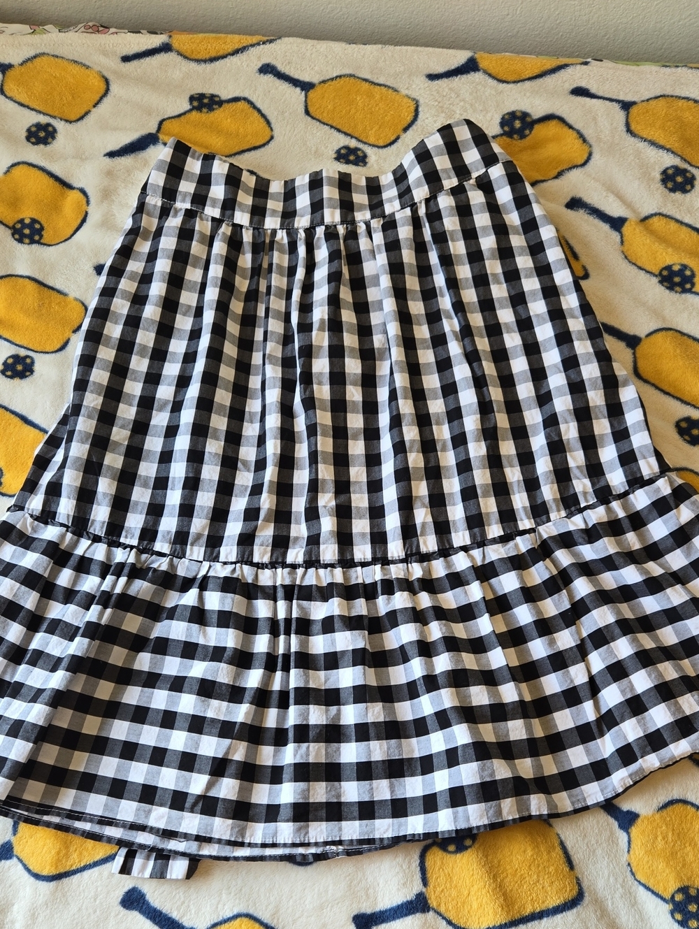 Jcrew Black and White Gingham Tiered Skirt